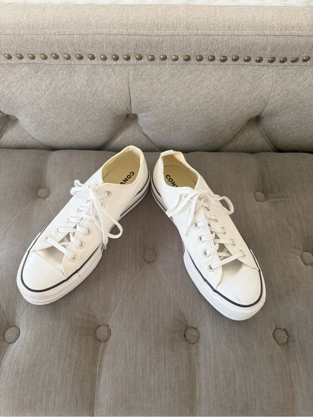 Converse Platform White and Black Low-Top Canvas Sneakers